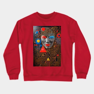 Artistic Gaze: Expressive Woman's Face in Dark Framed Artwork Crewneck Sweatshirt